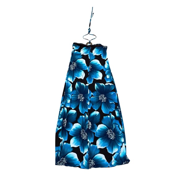 Y2k vintage tropical floral ring halter maxi dress resort hawaiian 4 turquoise - Picture 3 of 7